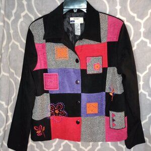 KORET VTG 90s Womens Red,Black,Pink,Gray Floral Button Up Jacket Petite Medium